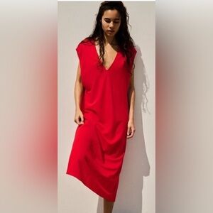 Zara  open sleeves Red Dress